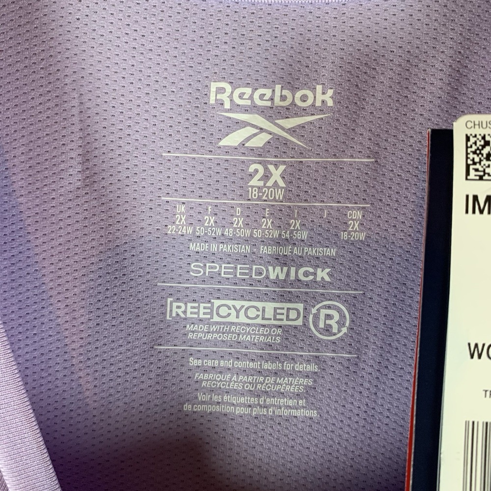 Rebook Women's T Shirt 2X Speedwick Purple Performance Gym Workout Top Tee NWT - Picture 5 of 9